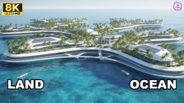 地球温暖化を逆手に取る？AIが設計した「完全自立型海上都市」の全貌が美しすぎる #未来都市 #AI
