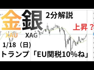 【金銀デイトレ】トランプがEU国に関税10%声明！地政学リスク上昇でゴールドとシルバー上昇か(金融ニュース2分解説)