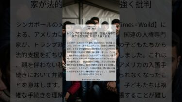 トランプ政権下の移民政策、国連人権専門家が法的支援打ち切りを強く批判｜The Straits Times – World｜2026/01/28｜人権・難民