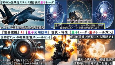 『世界震撼』AI『量子応用技術』の現状・将来☛先進ステルス機450KM探知最先端『量子レーダ』⇒『超音速ミサイル迎撃』世界初マッハ20 『量子レールガン』⇒