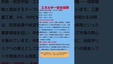 エネルギー安全保障 #日本株 #成長株 #注目銘柄