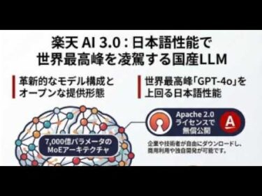 【GPT-4o超え】楽天が世界最高峰の日本語性能を誇る「Rakuten AI 3.0」を無償公開！その驚きのスペックと活用法を解説
