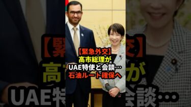 【緊急外交】高市総理がUAE特使と会談…石油ルート確保へ #shorts #政治 #高市早苗 #高市早苗 #高市総理 #UAE #中東外交 #石油問題
