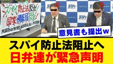 【日本の敵】日弁連が人権侵害と大慌てで反対意見書を提出ｗ 守るべきは工作員か日本国民か？