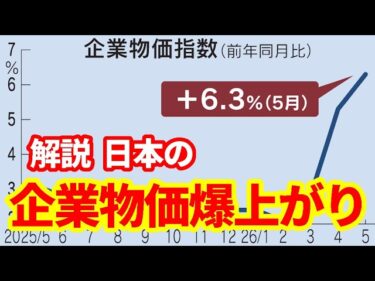【日本経済】5月企業物価指数＋6.3％！輸入物価＋25.5！日本の物価動向と金融政策！