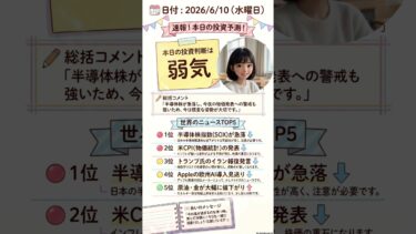 ：【速報！6/10】半導体7%安の衝撃…今日の日経どこまで下がる？｜SOX CPI ドル円 #shorts #日本株 #相場予想 #世界ニュース #日経平均