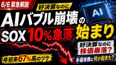 【6/6緊急解説　世界同時株安】SOX指数10%急落…半導体株暴落の震源地と今後の注目指標