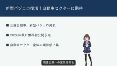 最新経済ニュースと注目株！今週の日米動向、パジェロ復活、MaaSまで徹底解説