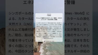 ホルムズ海峡のLNGタンカー被弾：日本のエネルギー安全保障に警鐘｜The Straits Times – World｜2026/07/08｜中東情勢
