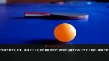 ITTF世界ランキングが日本でトレンド｜卓球最新情報 – 日本のトレンド (August 2026) | NewsDrop JP